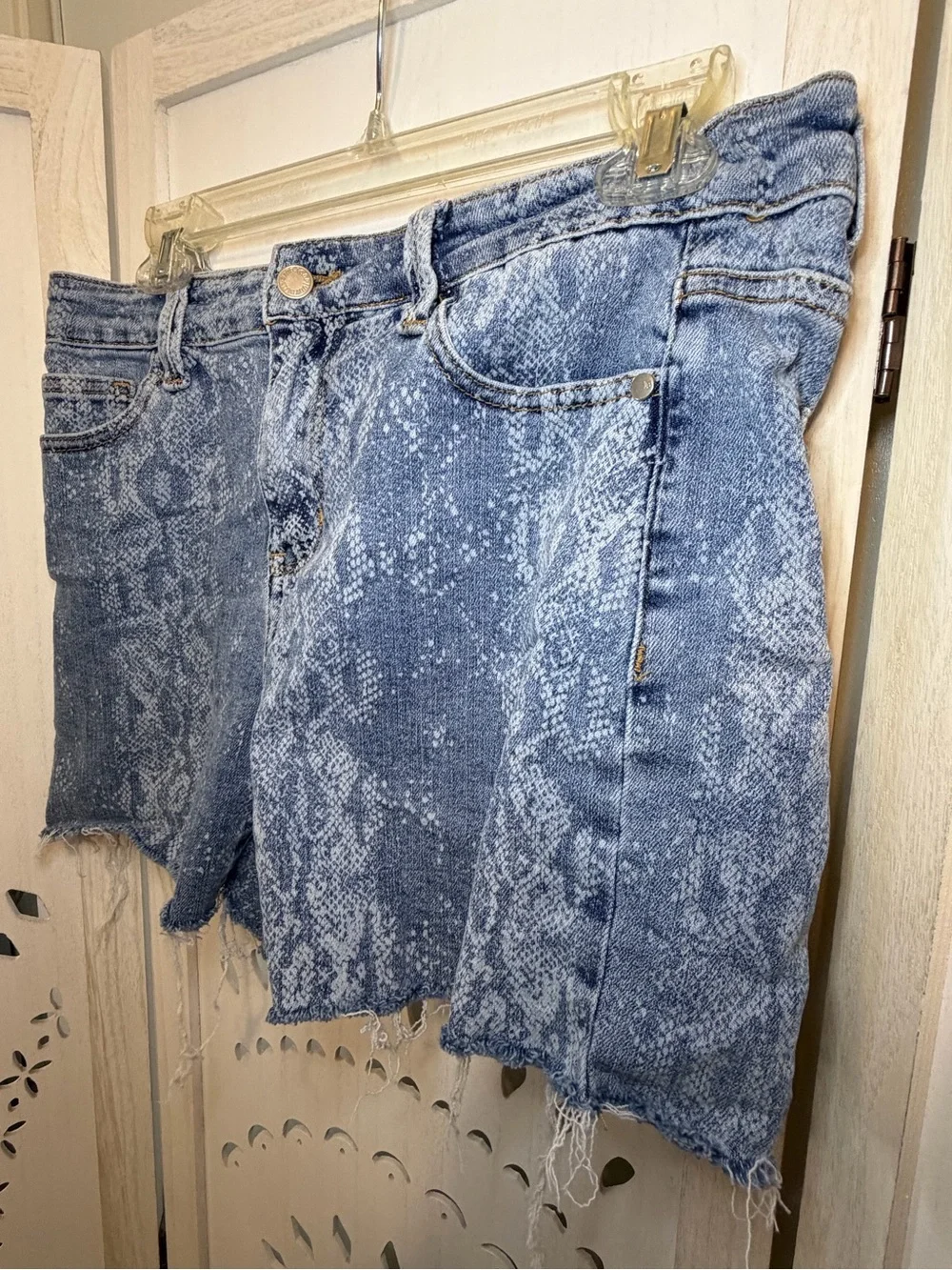 Judy Blue Snake-Print Denim Cutoff Shorts